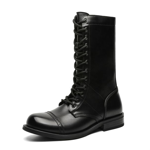 Thick-soled Heightening Retro Tooling Boots Long Tube Couple American Military Fan Paratrooper Boots Breathable Boots_viptrois.com