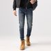 Men's motorcycle riding jeans casual patchwork stretch jeans_viptrois.com