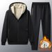 Lamb Fleece Sports Men's Thickened Fleece Hooded Casual Fleece Sweatshirt Sweatpants Set_viptrois.com