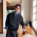 Shirt-style Inner Korean Version Two-piece Half-zip Sweatshirt For Men Autumn Winter New Casual Turn-down Collar_viptrois.com