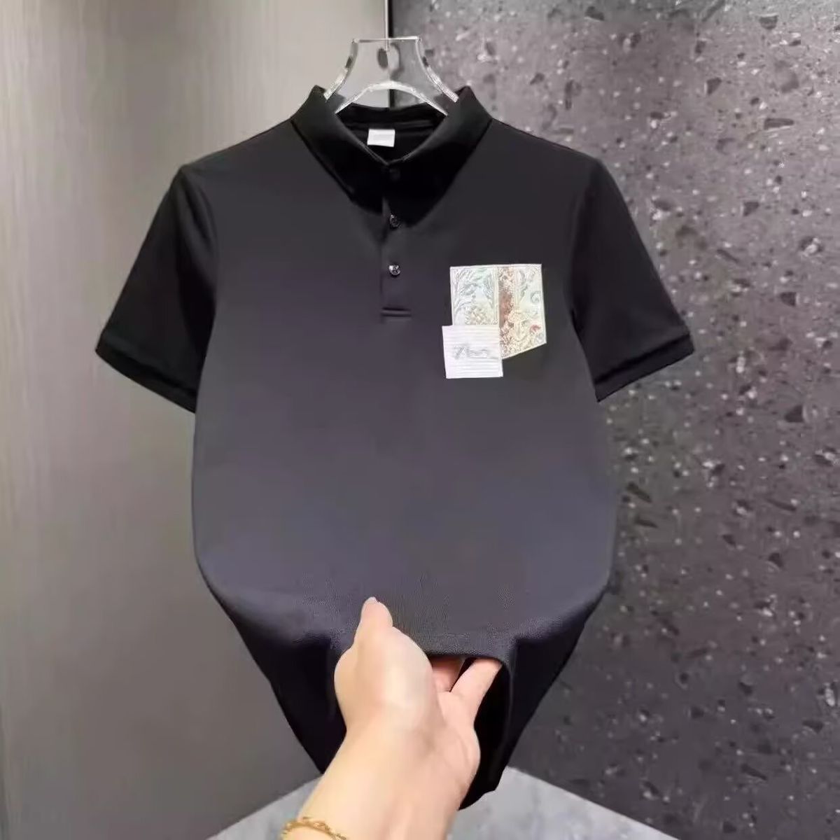 Men's Clothing High End Short Sleeved T Shirt Men's Polo Shirt 2025 New Chinese Style National Trend Printing Lapel Breathable Fashion Men's_viptrois.com