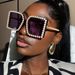 Square Diamond Studded Sunglasses For Women, Personalized Large Frame, Retro Fashion Sunglasses, Party Festival Decoration Glasses, Versatile_viptrois.com