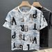 2025 Summer New Light Luxury Trend Wear Letter Printing Short-sleeved Round Neck Personalized Top Half-sleeved Men's T-shirt_viptrois.com