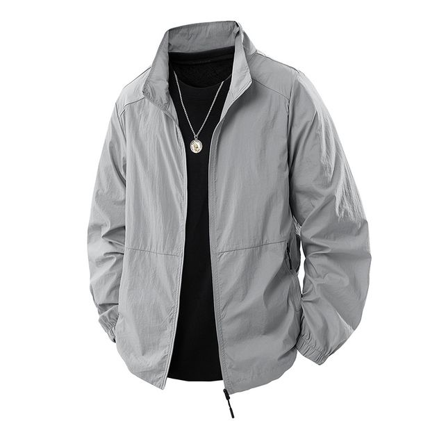 Men's Clothing Summer Anti Ultraviolet Sunscreen Men's Jacket Thin Outdoor Fishing Casual Jacket Versatile Stand Collar Loose_viptrois.com