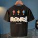 Short T-shirt Summer New Trendy Brand Casual American Trend Men's Round Neck Loose Half Sleeved Printed Thin Top_viptrois.com