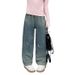 Q669 Beaded And Rhinestone Jeans New Children's Miscellaneous European And American Jeans_viptrois.com