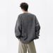 Solid Color V-neck Sweater Men's Winter Gray Loose Casual Lazy Versatile Knitted Top_viptrois.com