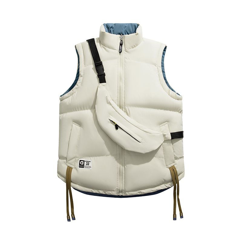 Reversible Unisex Autumn Winter Couple Backpack Vest Warm Sleeveless Jacket For Teenagers_viptrois.com