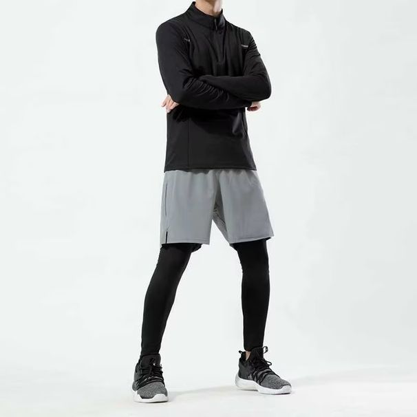 Two-Piece Spor For Men Quick-Dry Elastic Basketball Training Summer Spring Autumn Thin Fitness Running Casual_viptrois.com