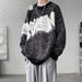 Men's Contrast Color Round Neck Sweater – Oversized Relaxed Fit Pullover (Black/White, Gray/Black, Gray/Blue, M-5XL)_viptrois.com