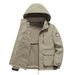 Men's Clothing Lightweight Hooded Jacket - Windproof Casual Coat With Fleece Lining, Multi-Pocket Design, Slim Fit For Spring & Autumn_viptrois.com