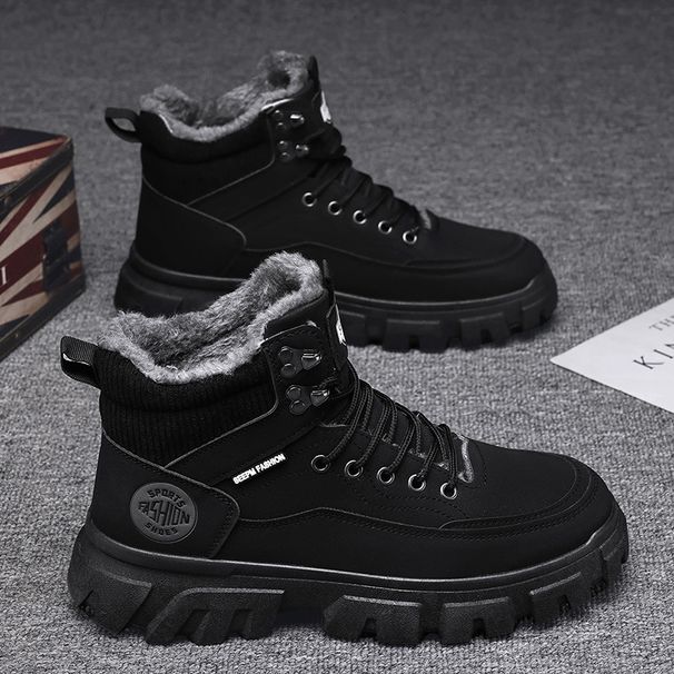 Men's Winter High-Top Casual Sneakers Fashionable Slip-Resistant Warm Lined Shoes With Cushion Comfort_viptrois.com