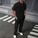 "Men's Jacquard Polo Shirt & Trousers Set – Breathable Summer Outfit, Classic Lapel & Short Sleeve Design"_viptrois.com