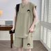 Sleeveless T-Shirt Men Summer Casual Sports Men's Vest Outfit Stylish Clothes Basketball Uniform Two-Piece Set_viptrois.com