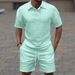 Men's Clothing Pure Color Fashion Casual Men's Short Sleeved Suit_viptrois.com