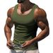 2023 Summer Fitness Training Solid Color Thin Racerback Tank Top Men's Style_viptrois.com