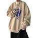Heavy Loose Trendy Sweater Men's Spring And Autumn Large Size American Velvet Thickened Long-sleeved Crew Neck Hoodless Jacket_viptrois.com