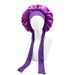 Elastic streamer satin round hat solid color women's long hair nightcap makeup hat knotted beauty perm hat_viptrois.com