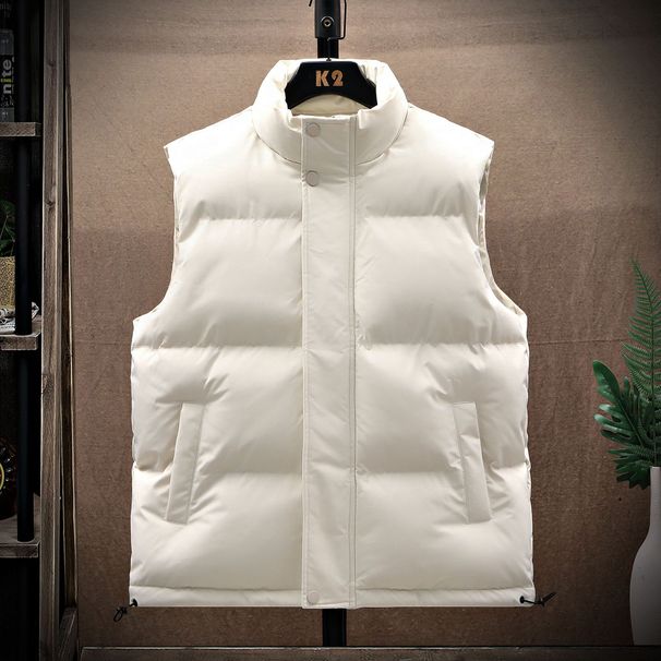 Men's Clothing Cotton Vest Thick Warm Waistcoat Men's Quilted Puffer Vest Winter Warm Sleeveless Jacket Lightweight Casual Outerwear For Cold Weather_viptrois.com