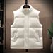 Men's Clothing Cotton Vest Thick Warm Waistcoat Men's Quilted Puffer Vest Winter Warm Sleeveless Jacket Lightweight Casual Outerwear For Cold Weather_viptrois.com