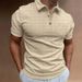 New Summer Waffle Men's Polo Shirt Short-sleeved T-shirt Slim Button Top Business Plaid Casual_viptrois.com