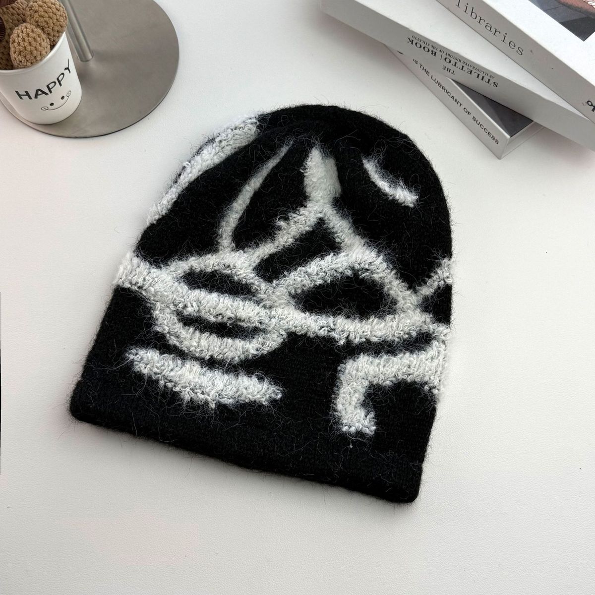 Apparel Accessories Winter Knitted Wool Hat Women's Knit Beanie Hat Winter Warm Wool Slouchy Cap For Big Head Fashion Soft Stretchy Cold Weather Hat_viptrois.com