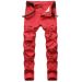 Men's Men Slim Mens Trousers Zipper Red Hole Pencil Pants Denim Jeans For Man Straight Full Length T221102_viptrois.com