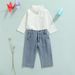 Mother&Kids Girls' suit long-sleeved children's suit Baby clothes Children's shirt denim two-piece suit_viptrois.com