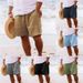 Men's Summer Solid Color Drawstring Beach Casual Shorts Loose Fit Cotton Linen Blend_viptrois.com