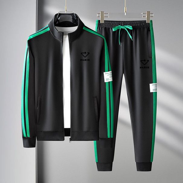 Men's Clothing Autumn Men's Sports Casual Sweatshirt Sweatpants Suit Cardigan Zipper Two Piece Suit Triangle Letter Style_viptrois.com