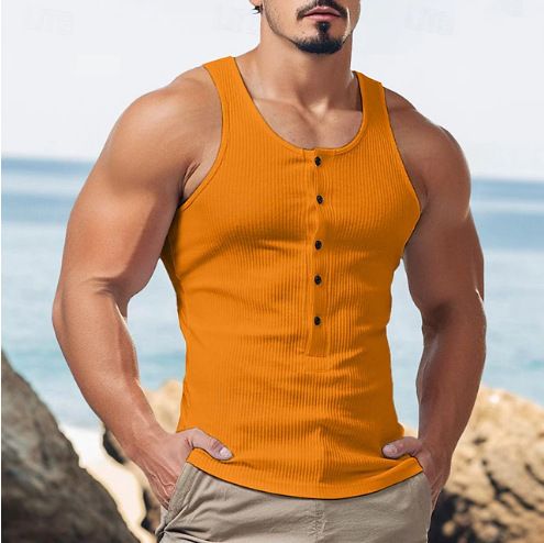 Men's Clothing Vest Summer Trendy Handsome High End Sleeveless Knitted T Shirt_viptrois.com