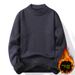 Men's Thickened Semi-turtleneck Plush Sweater Medium Neck Knitted Sweater Men's Bottom Shirt_viptrois.com