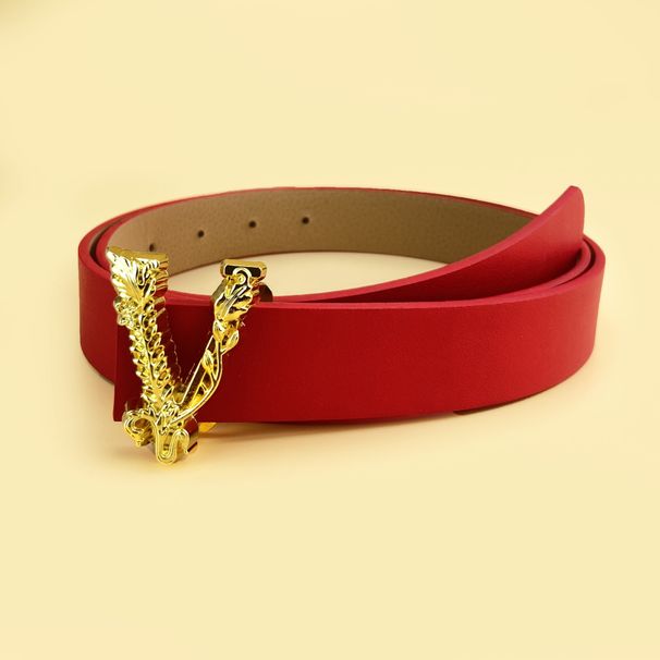 European and American Women's Fashionable and Minimalist Trousers Belt Versatile in Ins Style V-shaped Buckle Black Jeans Belt_viptrois.com