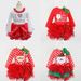 Children's Christmas Santa Lace Princess dress Long sleeve bow children's dress_viptrois.com