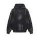 Men's Distressed Washed Hoodie With Spray Print - Post-apocalyptic Streetwear Style, Oversized Fit, Cotton Blend, Unisex Pullover Sweatshirt_viptrois.com