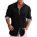 Men's Clothing Autumn Casual All Match Lapel Plaid Bottoming Shirt Long Sleeved Men's Shirt_viptrois.com