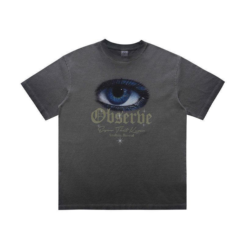 street Style Plaid Print Reverse-dyed Distressed Frayed Edge Washed Men's T-shirt Trendy Brand T-shirt_viptrois.com