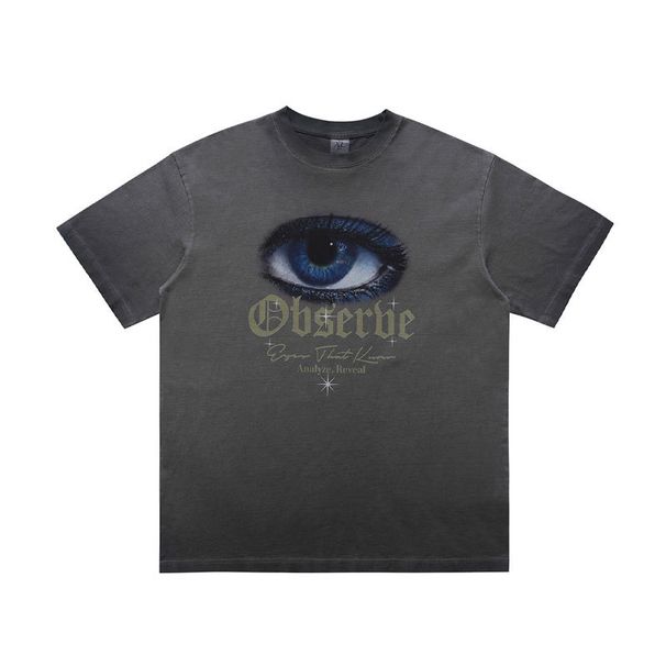 street Style Plaid Print Reverse-dyed Distressed Frayed Edge Washed Men's T-shirt Trendy Brand T-shirt_viptrois.com