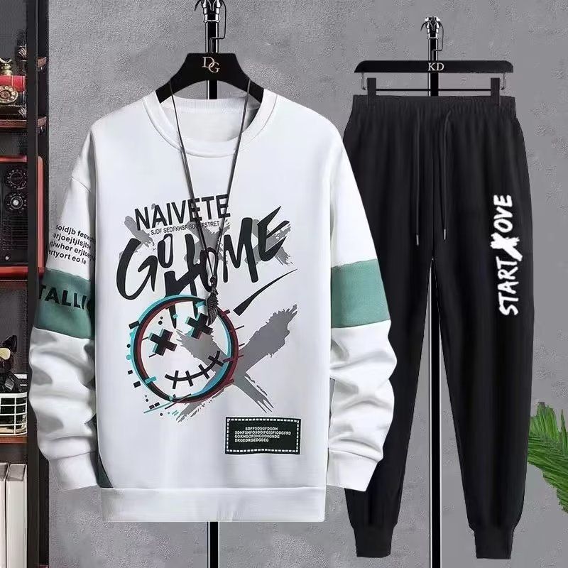 Men's Clothing Casual sports suit sweatshirt men's spring and autumn printed men's autumn clothes loose two piece suit men's clothing wholesale_viptrois.com
