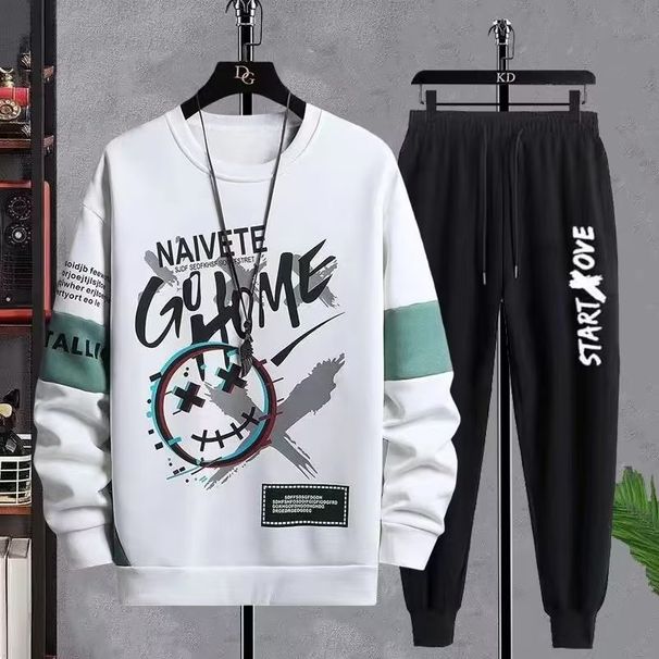 Men's Clothing Casual sports suit sweatshirt men's spring and autumn printed men's autumn clothes loose two piece suit men's clothing wholesale_viptrois.com