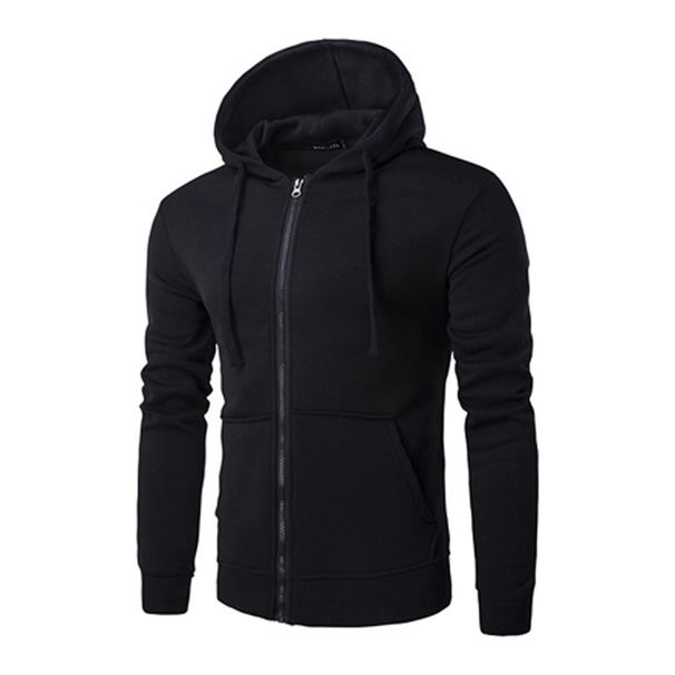 Men's Clothing New Spring and Autumn Style Zipper Hooded Sweatshirt Men's Cardigan Sweatshirt Long Sleeve Solid Color Sweatshirt_viptrois.com