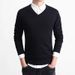 Autumn Pullover New Slim Fit Sweater Youth Solid Color Casual Business Men's Inner Wear V-Neck Base Shirt_viptrois.com