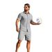 Men's Clothing Sweater Summer Sports Casual Texture Beach Short Sleeved Button Down And Shorts Set_viptrois.com