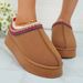 SHLIANG Snow Boots for Women Winter New Cashmere Warm Thick Soles Without Heel-covered Hair Half Slipper Cotton Shoes for Women Y0076_viptrois.com