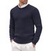 Men's Ribbed Cable Knit Sweater – Slim Fit Crew Neck Pullover With Stretch Fabric, Winter Casual Office Wear_viptrois.com