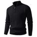 Men's Stylish Half-zip Knit Sweater With Stand Collar - Casual Pullover For Autumn & Winter (Black, Beige, Gray, Dark Gray, Red, Khaki)_viptrois.com