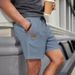 Men's Clothing Summer New Waffle Solid Color Shorts Men's Sports Casual Pants 3 Point Pants_viptrois.com