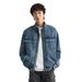 Men's American Retro Workwear Denim Jacket – Cleanfit Motorcycle Style, Heavyweight Cotton Blend, Bluish Wash (S-3XL)_viptrois.com