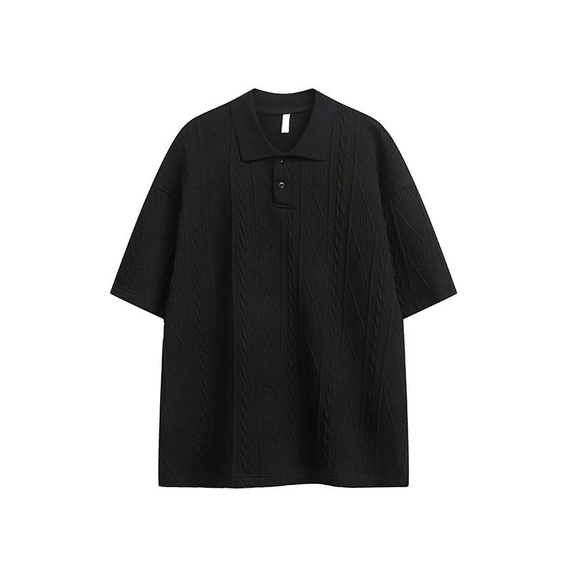 Men's Clothing Fashion Brand Texture Short Sleeved Polo Shirt Men's Summer Old Money Style Street Design Lapel Top_viptrois.com