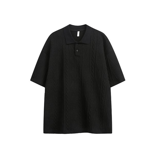 Men's Clothing Fashion Brand Texture Short Sleeved Polo Shirt Men's Summer Old Money Style Street Design Lapel Top_viptrois.com